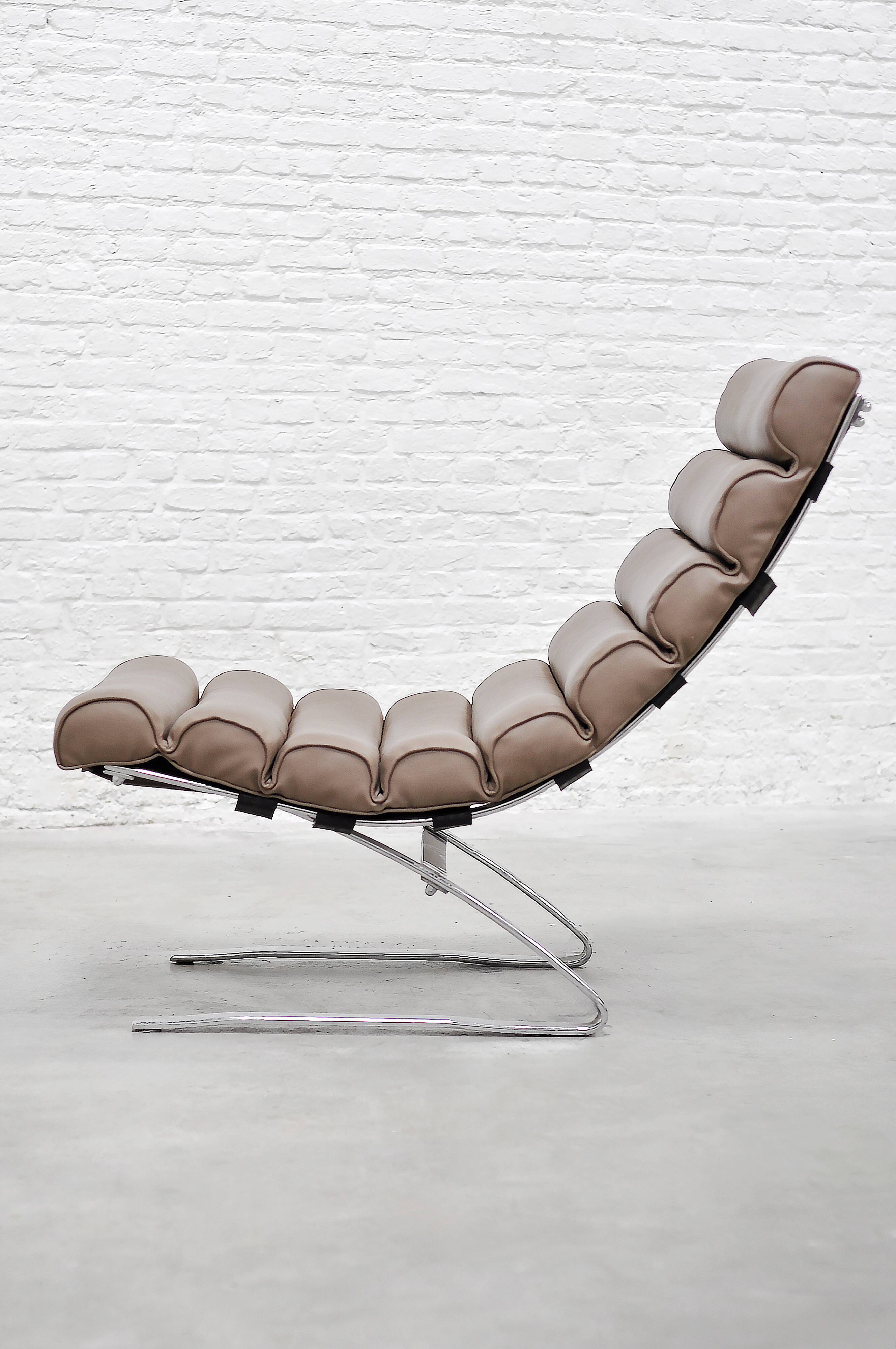 Space Age Leather Cantilever Lounge Chair, 1960's