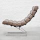 Chaise longue cantilever en cuir de l'ère spatiale, années 1960