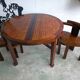 Round table + 4 chairs solid wood elm and bamboo set mag room furniture
