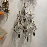 Florentine Tole Crystal Sconces Set of 2 1950’s
