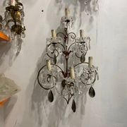 Florentine Tole Crystal Sconces Set of 2 1950’s