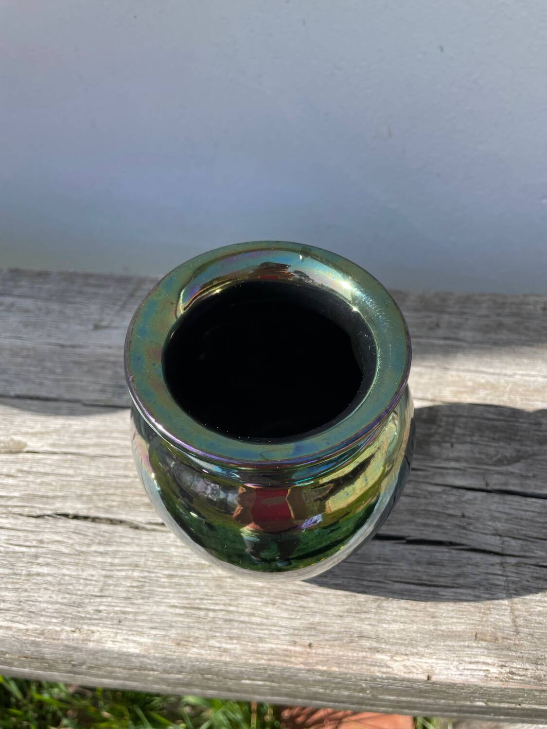 Vintage iridescent ceramic vase