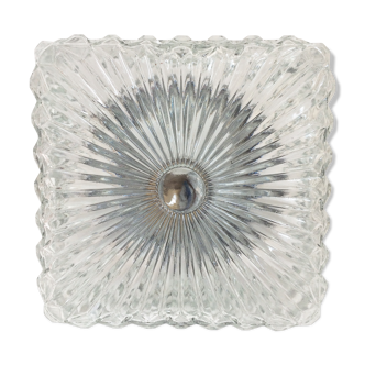 Plafonnier carré en verre des années 50