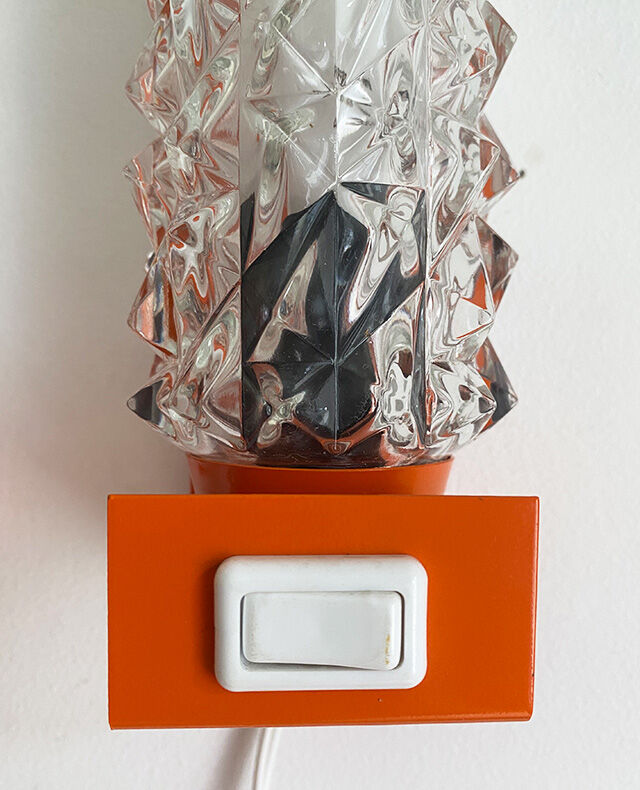 Lamp / wall lamp metal orange diamond globe 70s