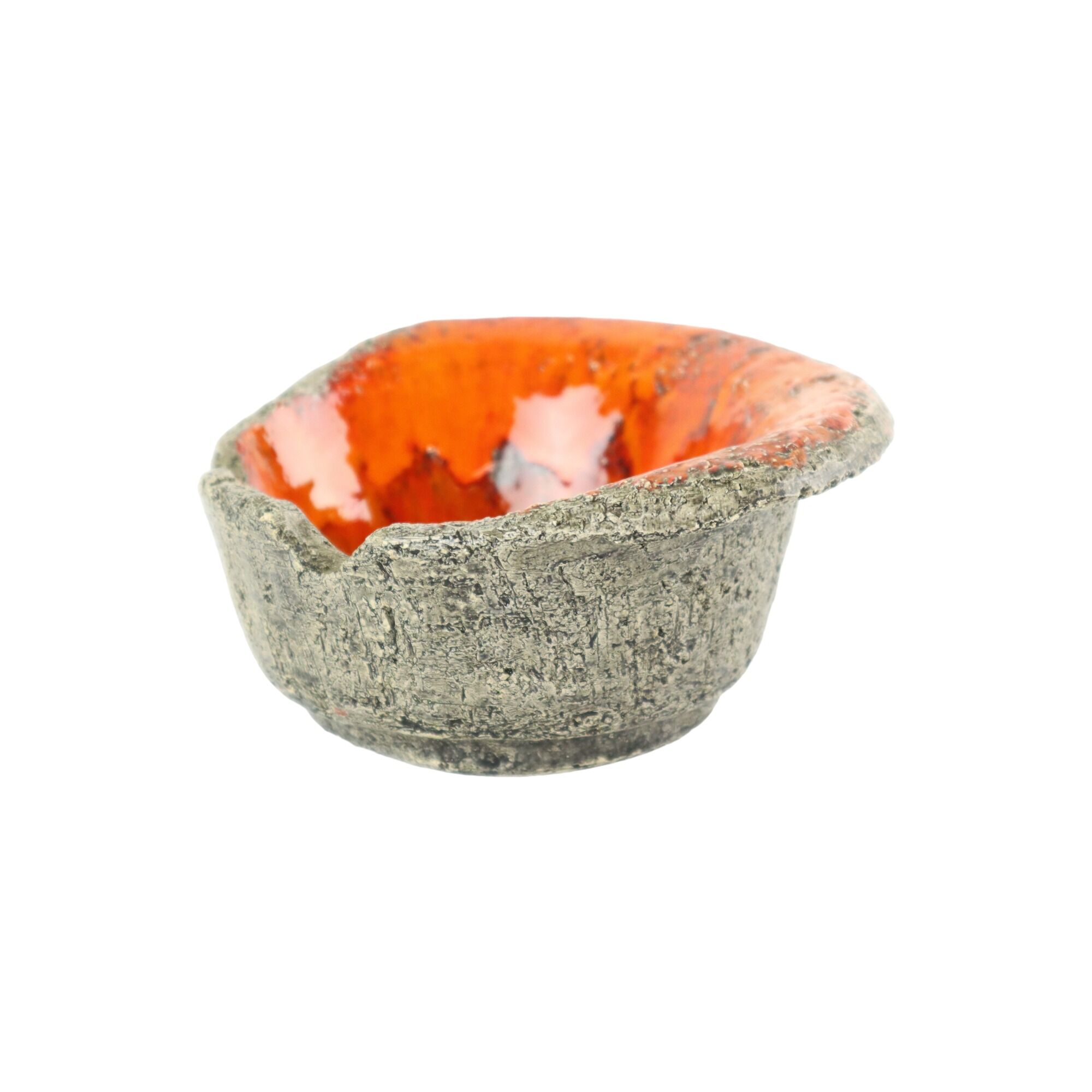 Jan Van Erp Earthenware Ashtray Vide Poche Orange Fat Lava 15cm