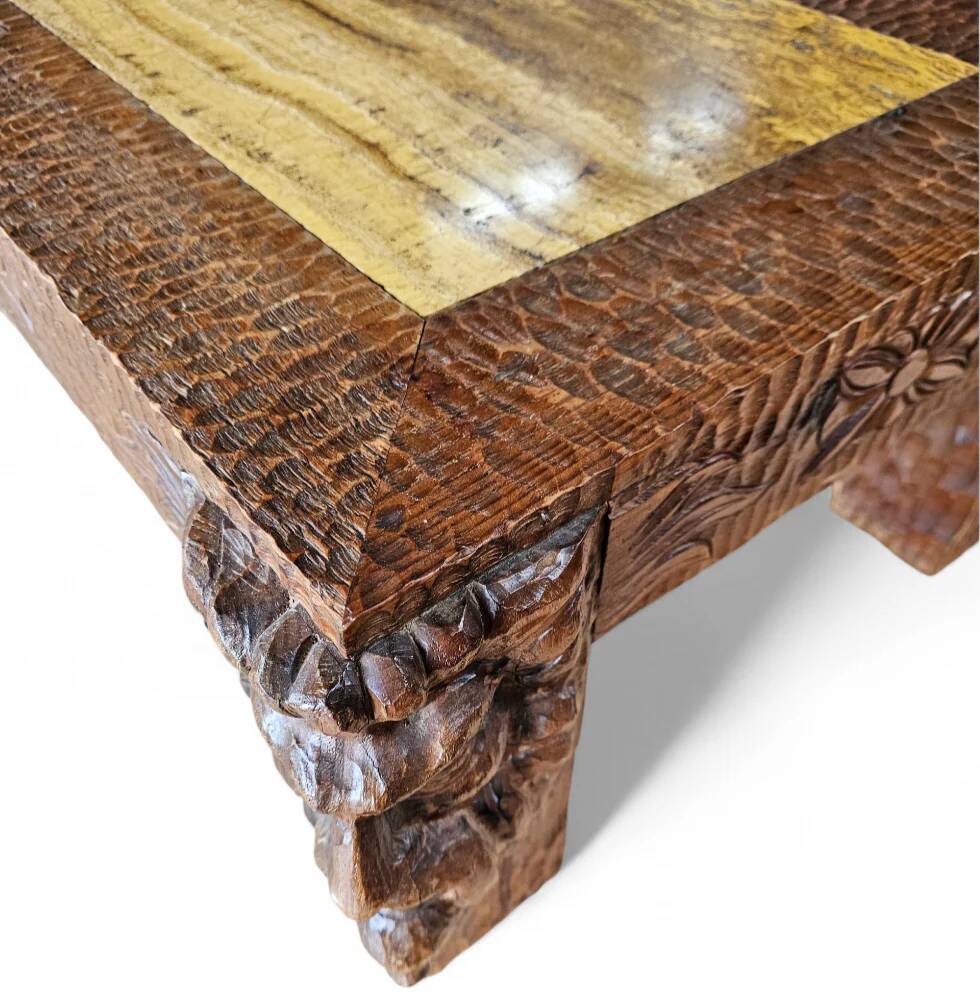 Northern Italian Roman carved style coffee table / marble top