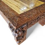 Northern Italian Roman carved style coffee table / marble top