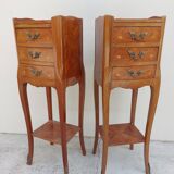 Pair of louis XV bedside tables in rosewood marquetry