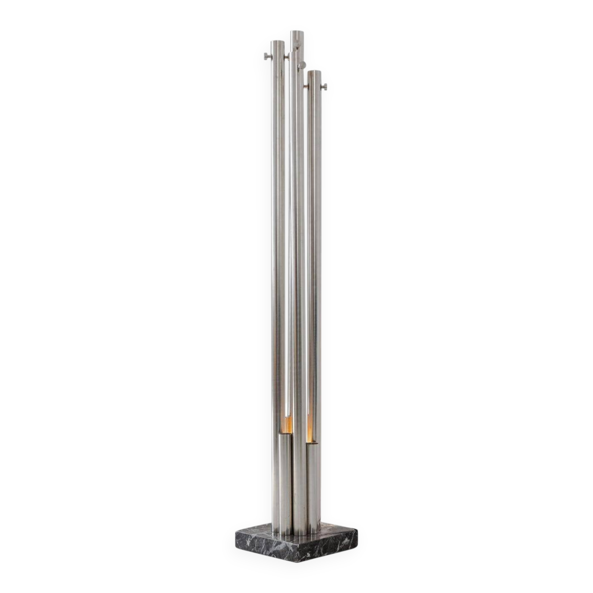 Sculptural lamp - coat rack in steel and marble, Italian, Space Age, Decorative
