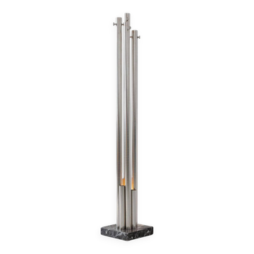 Lampe sculpturale - porte-manteau en acier et marbre, italien, Space Age, décoratif