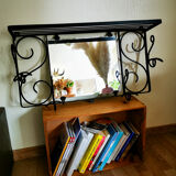 Wall coat holder and forged iron mirror