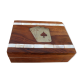 Wooden box mother-of-pearl inlays for playing cards