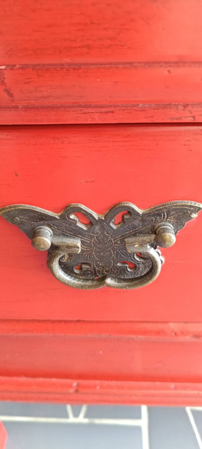 Red Chinese low cabinet