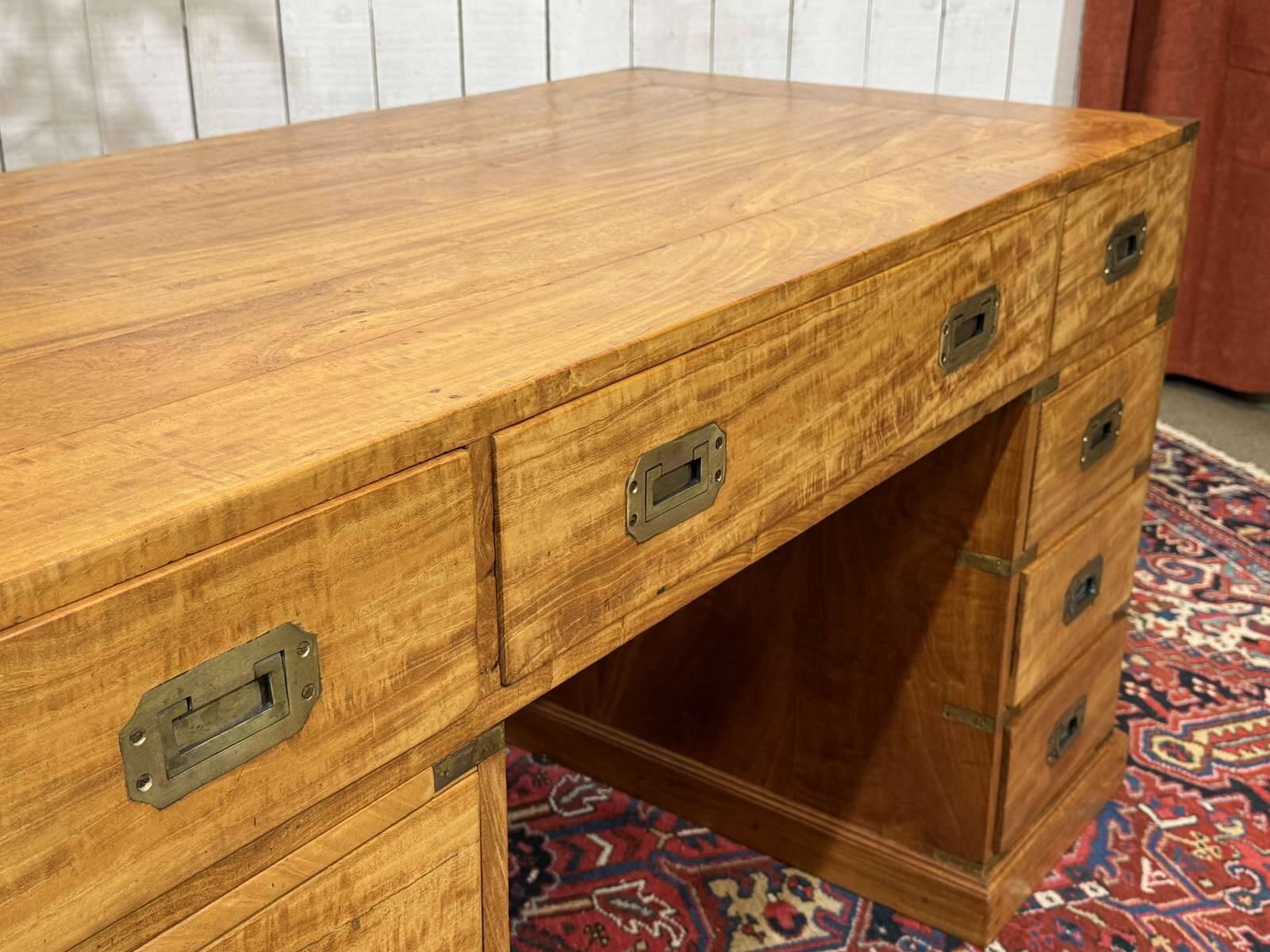 Nautical-style teak writing desk