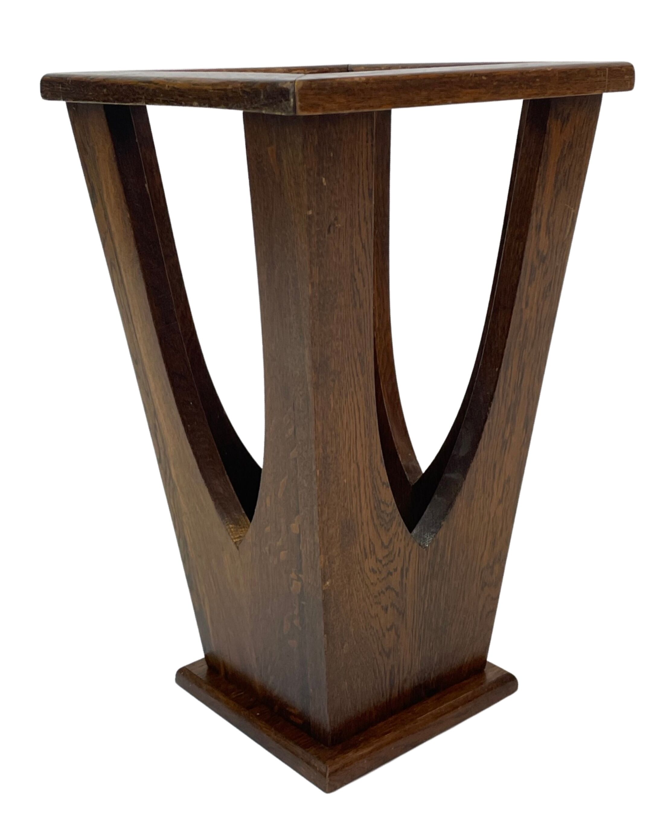 Brutalist design umbrella stand holder 60's wood