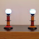 Pair of bedside lamps 1980 blue glass