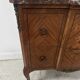 Transitional style commode with a protruding front, in marquetry wood, 20th century.