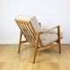 PRL armchair "Stefan" wooden oak vintage beige boucle