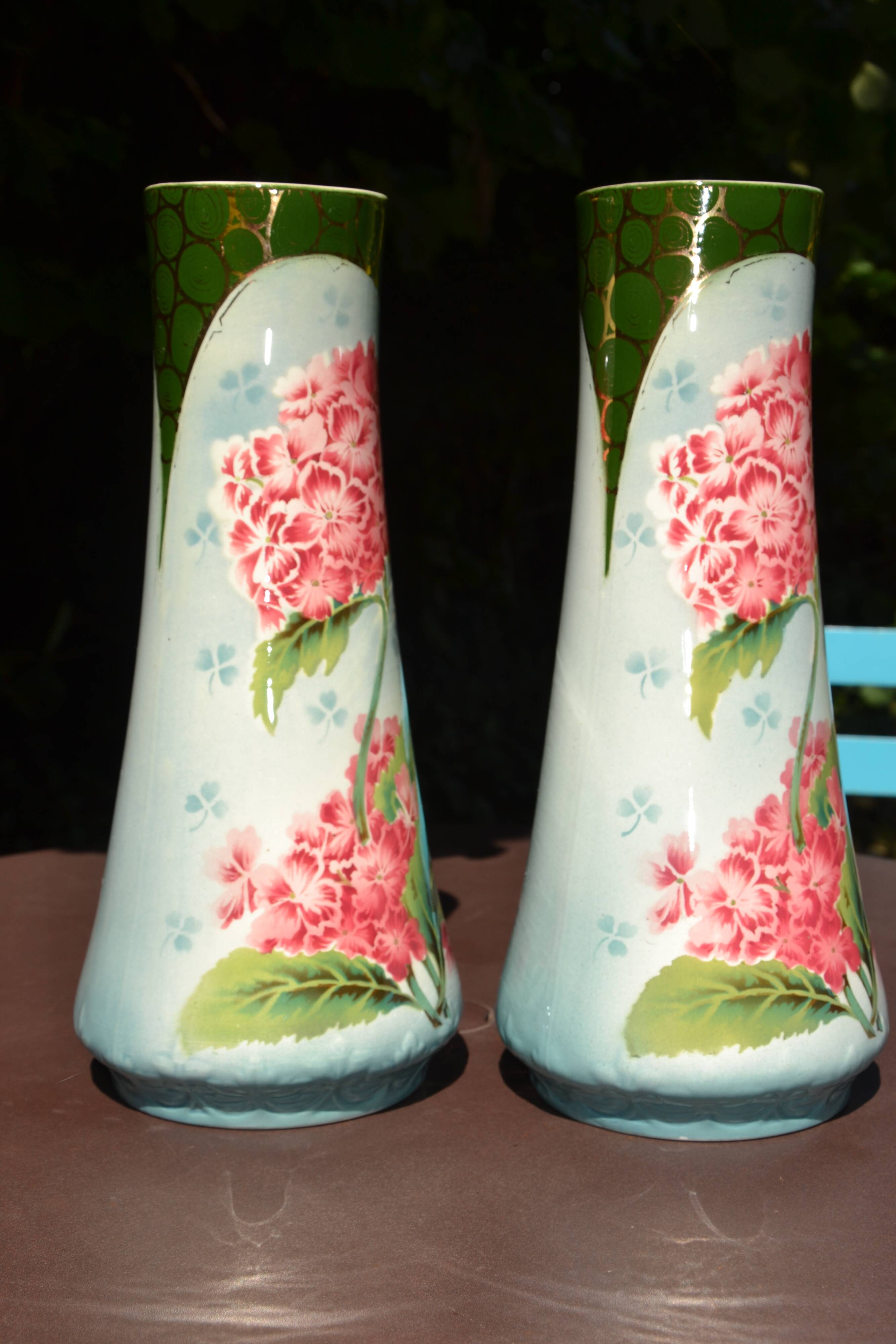 2 flowered vases St Amand early 20th century