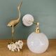 Applique globe vintage en verre de Clichy blanc