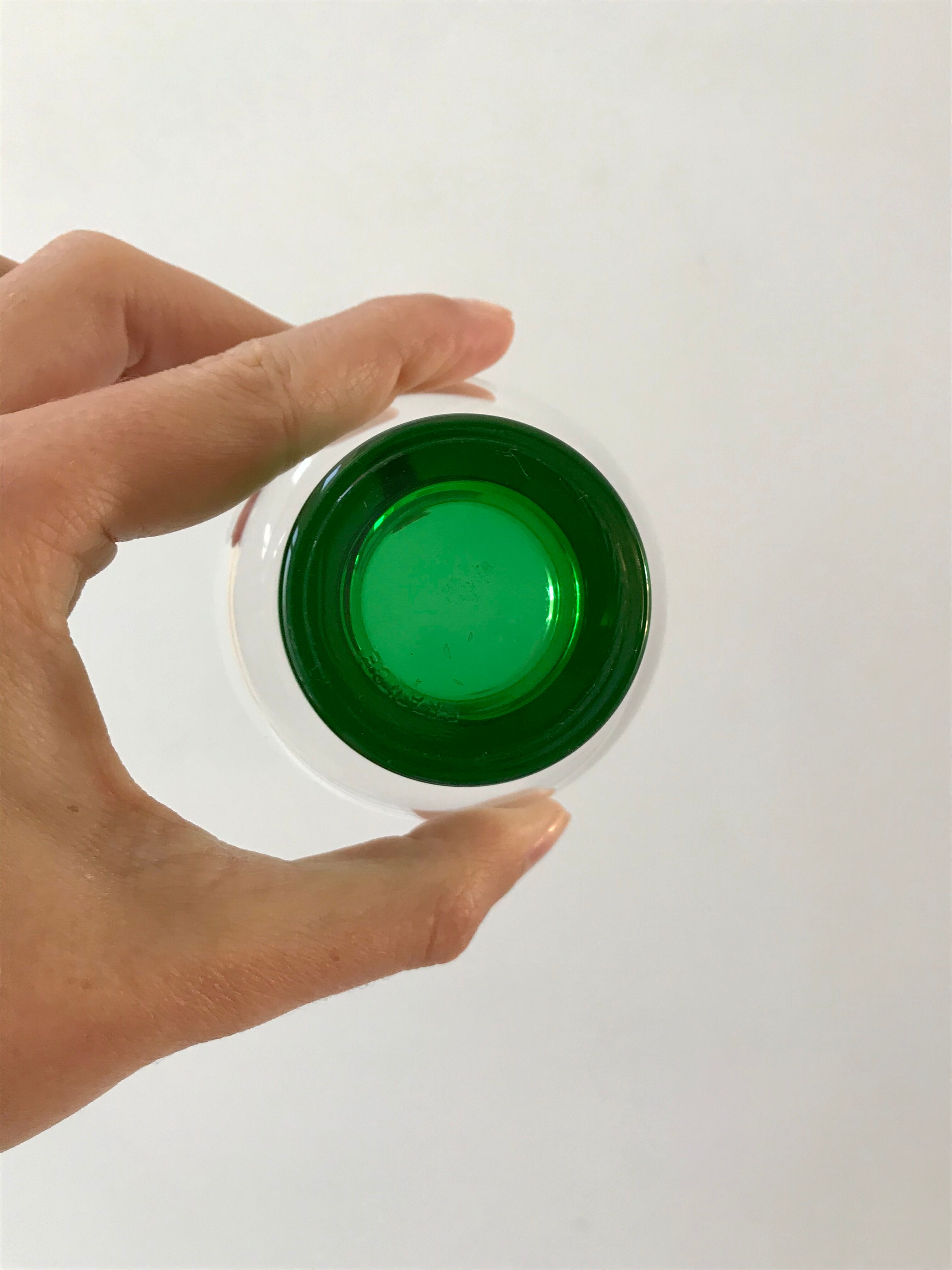 Set of 6 green wine glasses design 70s