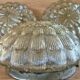 Set of 3 vintage amber moulded glass wall lights and ceiling lights.