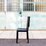 Black leather chairs by Enrico Pellizzoni, 1970s,