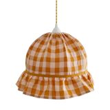 Vintage dome pendant light with ruffles "mustard gingham print"