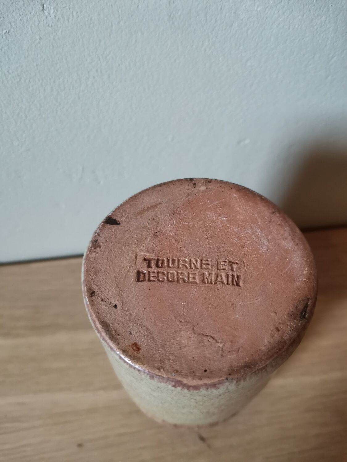 Vintage glazed stoneware spicy pot stamped