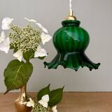 Vintage green glass tulip pendant light