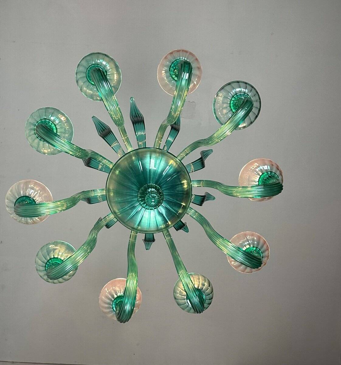 Venetian chandelier in emerald murano glass 10 arms of light