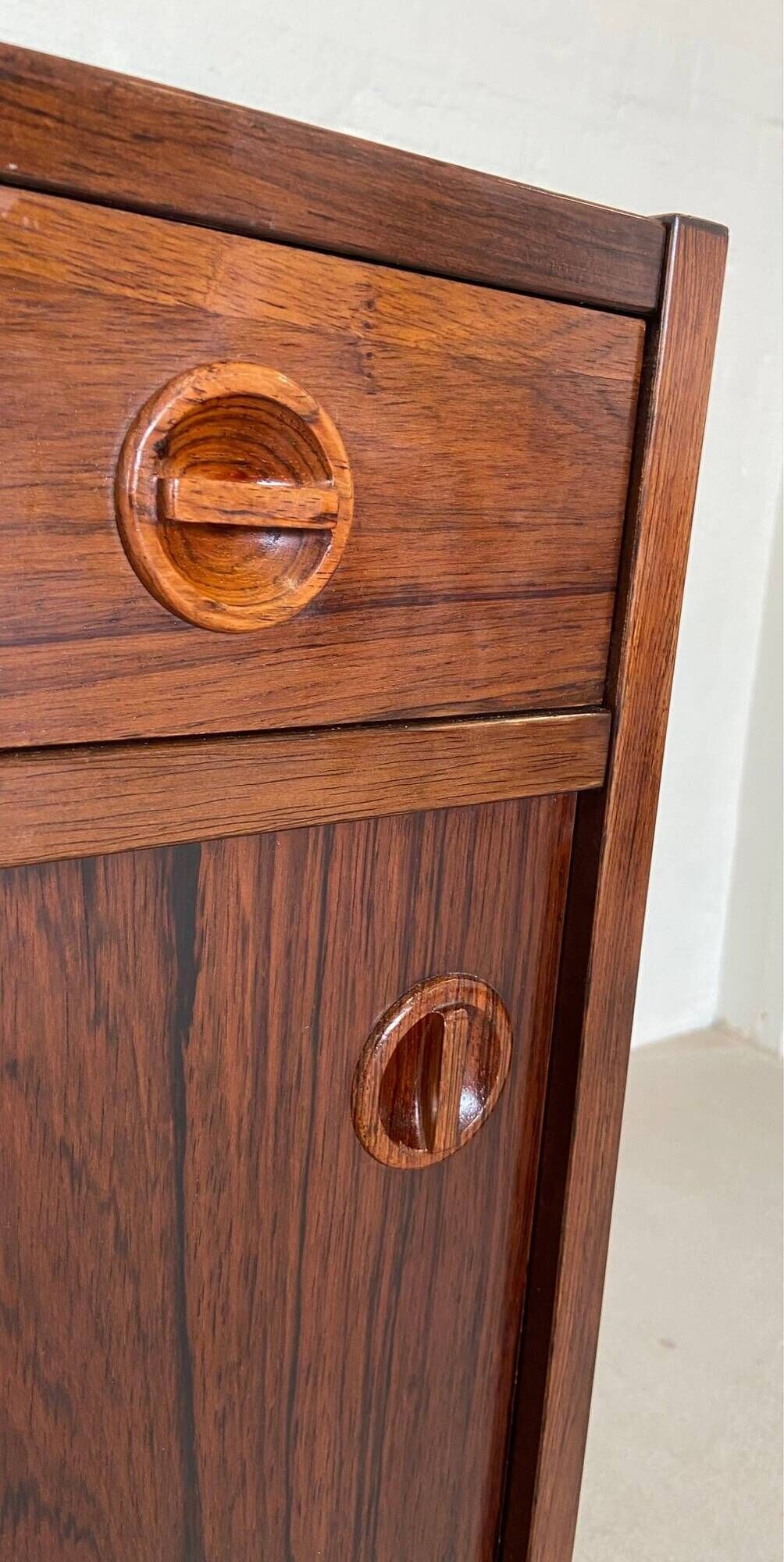 Vintage danish mid century rosewood sliding door cabinet 1960s