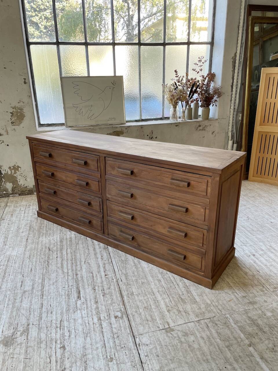 50s pitch pine haberdashery cabinet