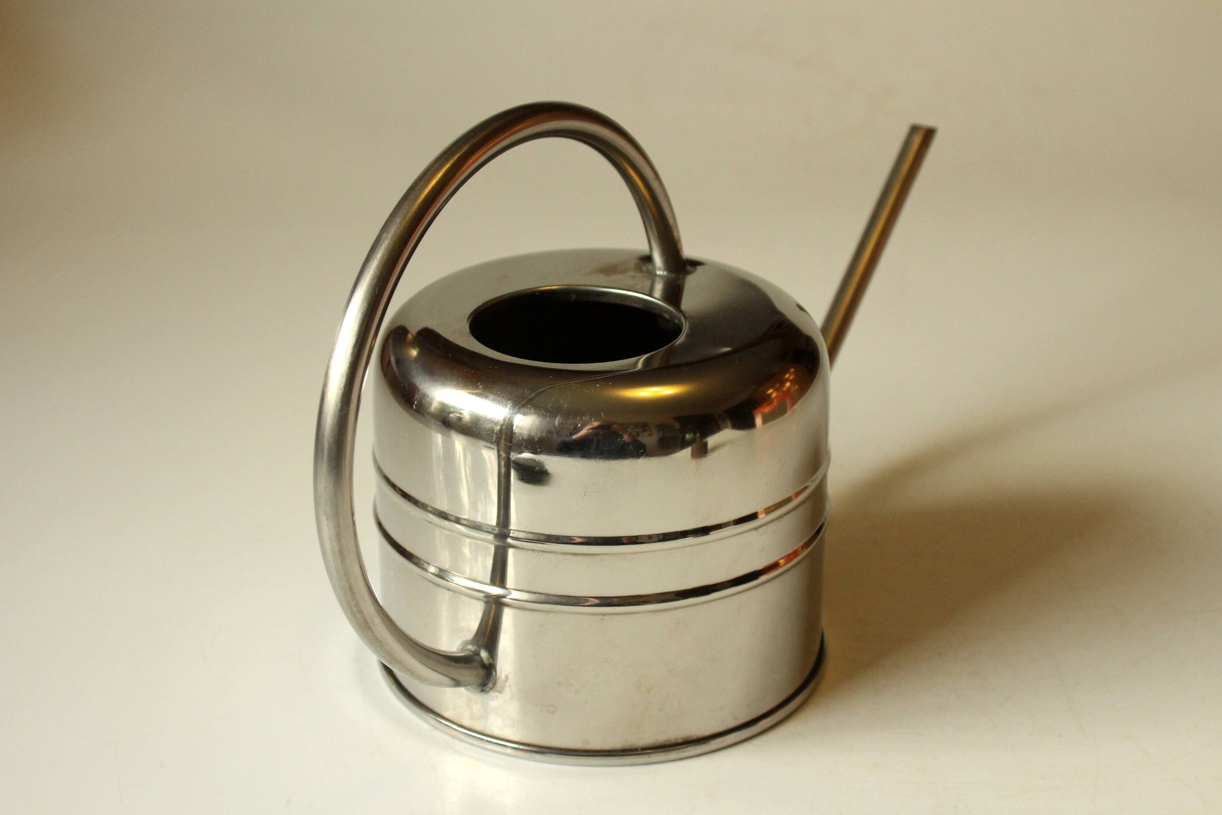 Stainless steel watering can, complete usuable, vintage from the 1970s