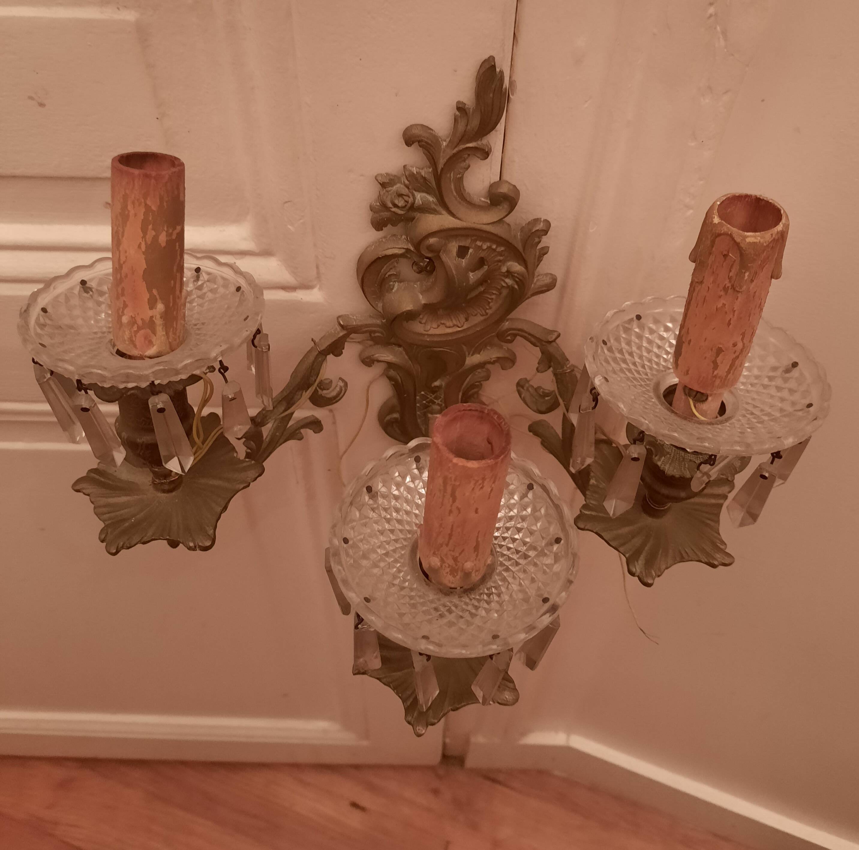 Pair of 3-light wall lamps