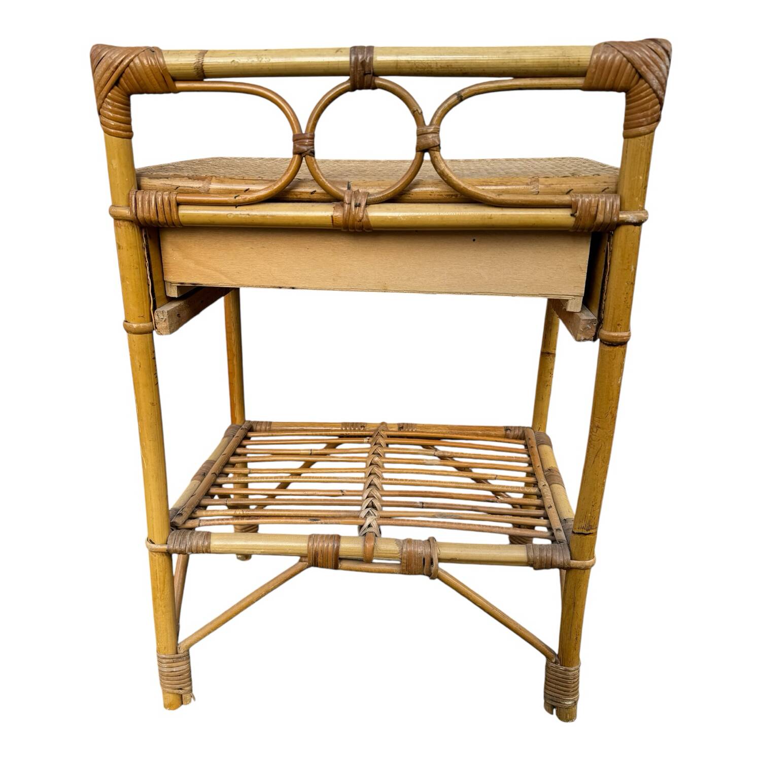 Paire de table de nuit en rotin Italie 70’s