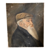 Oil on canvas Portrait of an old man in a beret