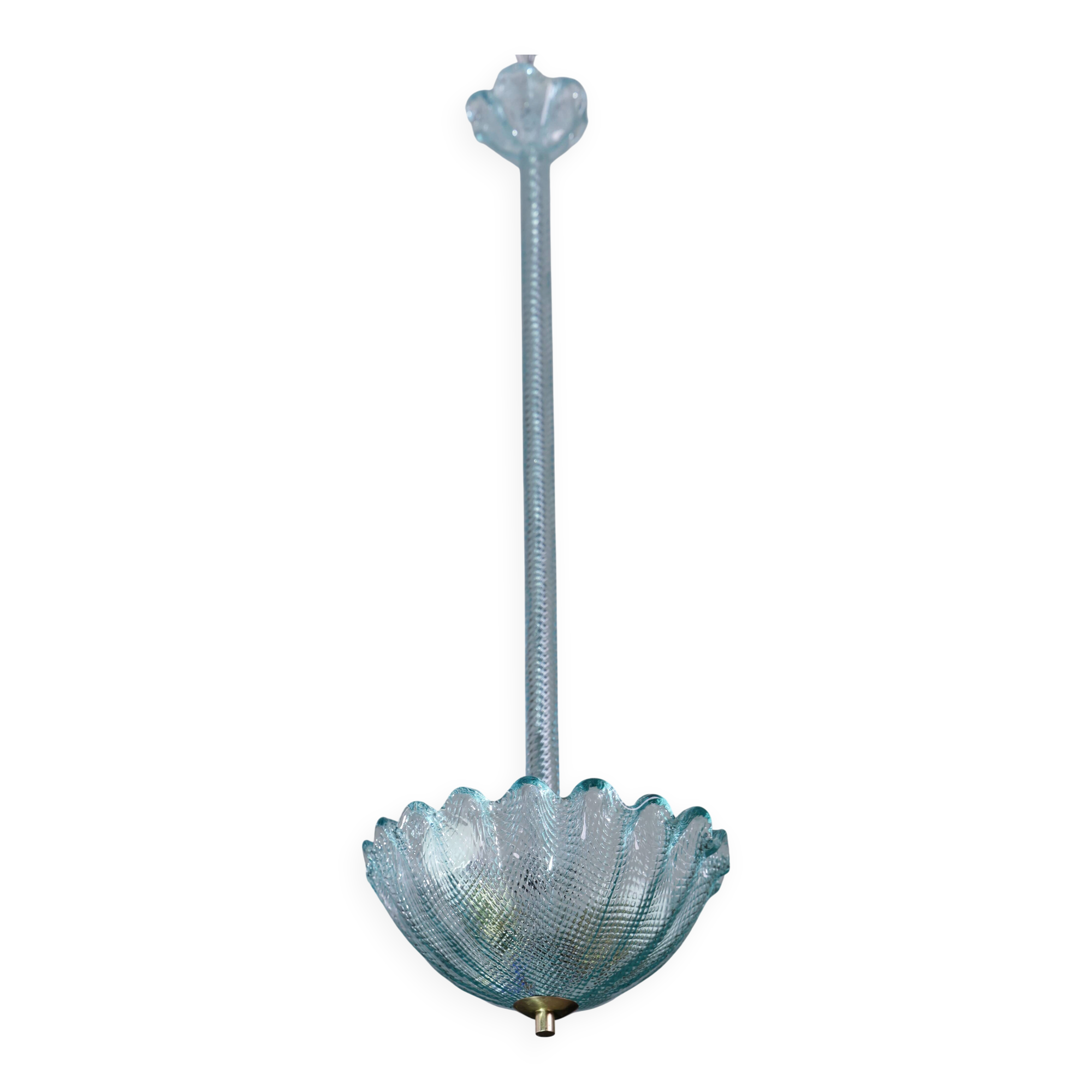 Rare Blu Pendant Light Murano Glass by Barovier e Toso, 1950