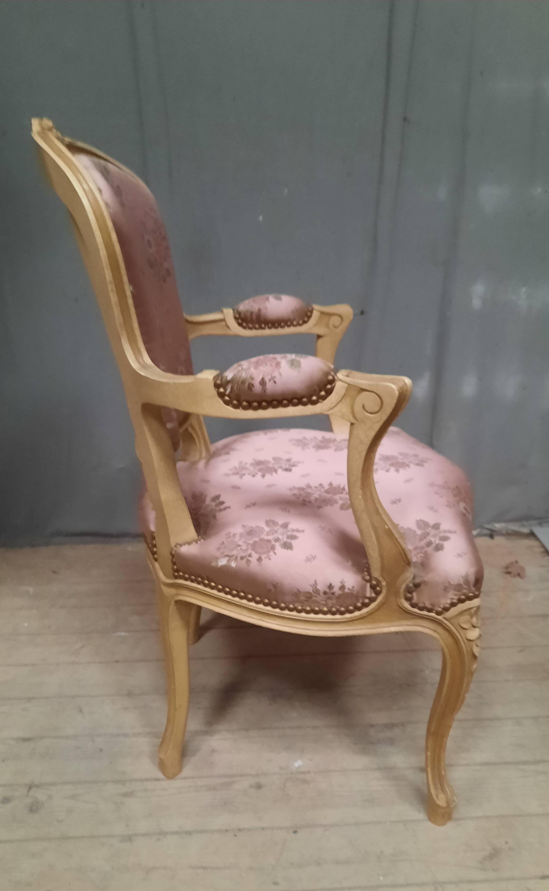 Louis XV style armchair in lacquered wood
