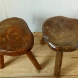 Pair of brutalist tripod stools