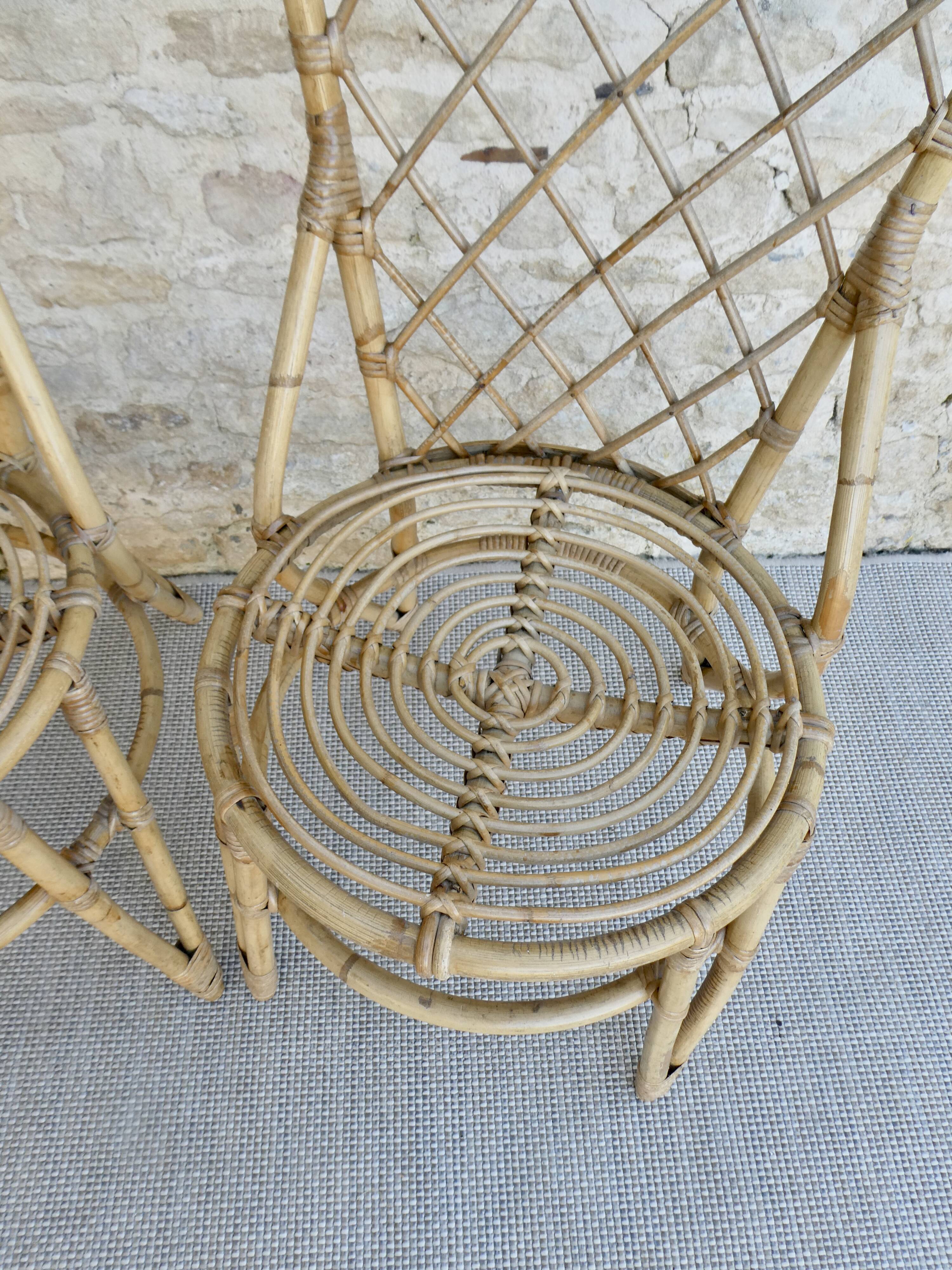 Paire de chaises en rotin Louis Sognot