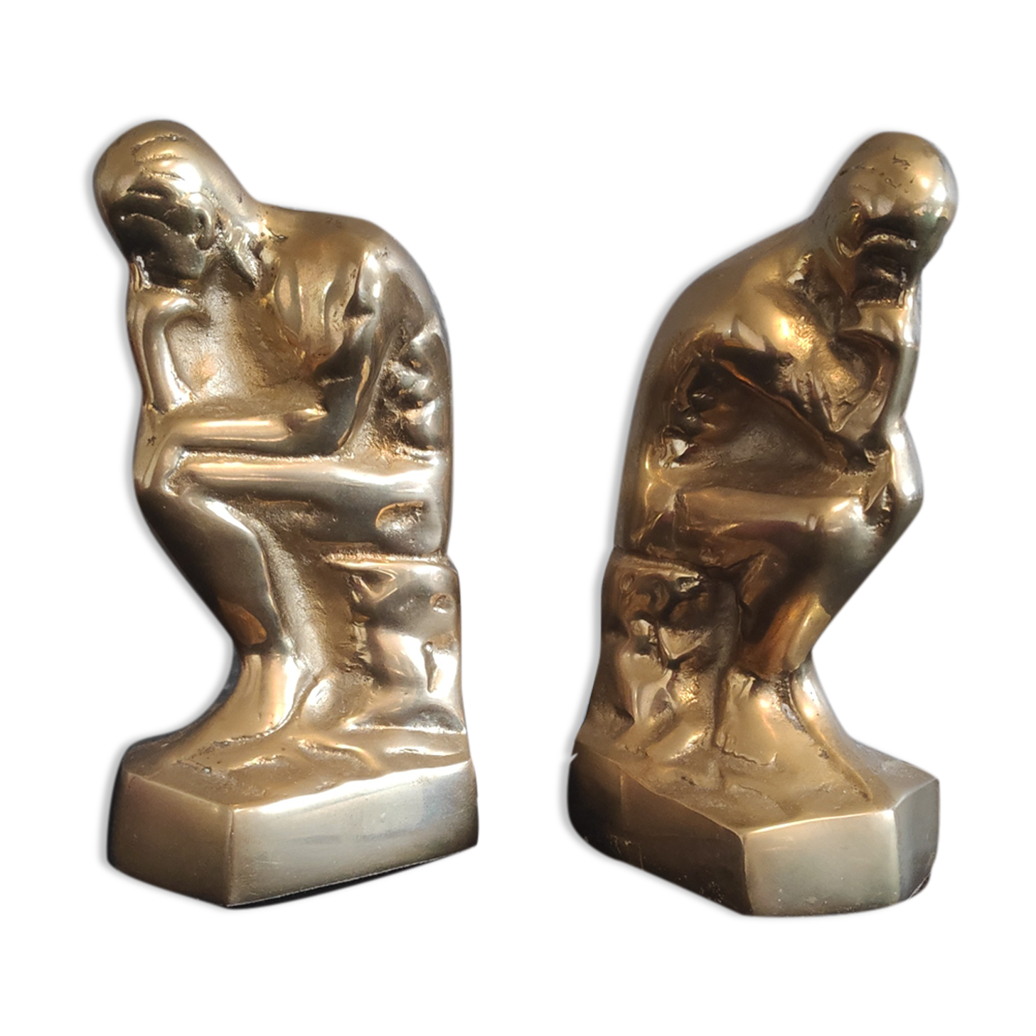 Brass bookend after rodin's "thinker"