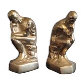 Serre-livres en laiton d'après "le penseur" de rodin