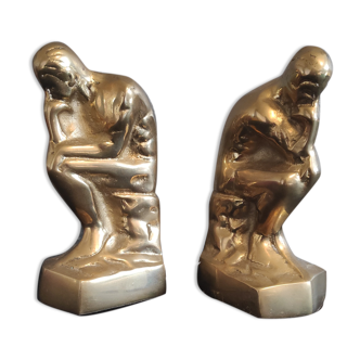 Brass bookend after rodin's "thinker"