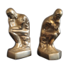 Brass bookend after rodin's "thinker"