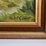 Gouache sur Bois, signed M.Cauvet – 1958