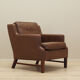 Brown leather armchair, Danish design, 1960s, production: Denmark