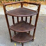 Étagère d'angle vintage rotin et osier 3 niveaux