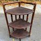 Vintage rattan and wicker corner shelf, 3 tiers