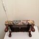Vintage footrest in wood and fabric